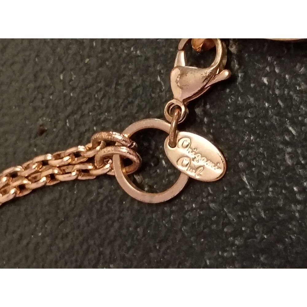 Oragami Owl Charm Locket Necklace Rose Gold Tone including 3 Crystals & 5 Charms - Picture 3 of 7